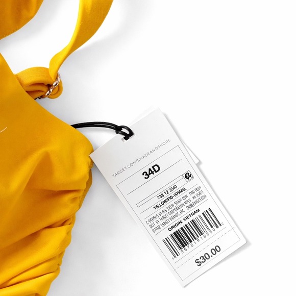 Shade & Shore Yellow One Shoulder Bikini Set Size L/34D NWT Braided Strap Swim - Picture 4 of 6